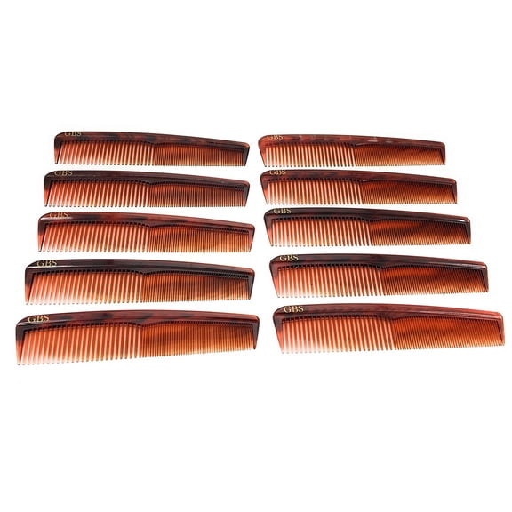 GBS Professional Grooming Comb - 5" Unbreakable Tortoise Coarse/Fine Pocket Comb - 10 pack