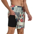 thumbnail image 2 of Yiaed Patchwork In Country Style Print Mens Swim Trunks Bathing Suit Compression Liner Beach Swim Shorts Swimwear Quick Dry Zipper Pocket No-Chafing Board Short-XX-Large, 2 of 6