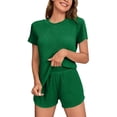 thumbnail image 2 of LWITHSZG Womens Pajama Sets Casual Loose Short Sleeve Shirts and Shorts 2 Piece Summer Outfits Athletic Workout Sleepwear Lounge Sets, 2 of 8