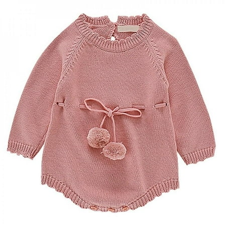 

Jandel Winter Baby Girl Sweater Romper Ball Design Infant Long Sleeve Knit Cute Bodysuit Newborn Outfits f