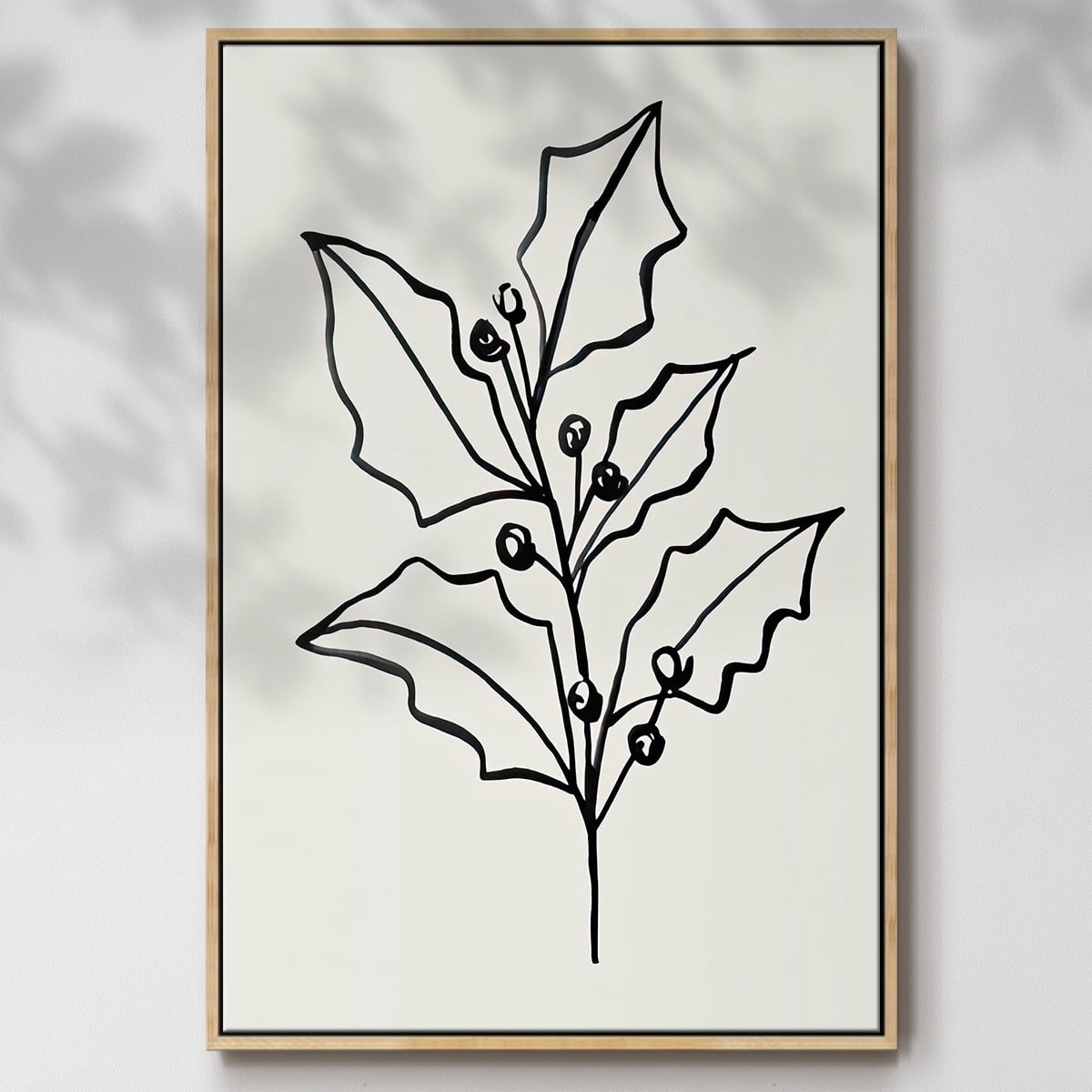Evergreen Ink I - Framed Gallery Wrapped Holiday Canvas - 27 x 41 - Natural Wood Frame