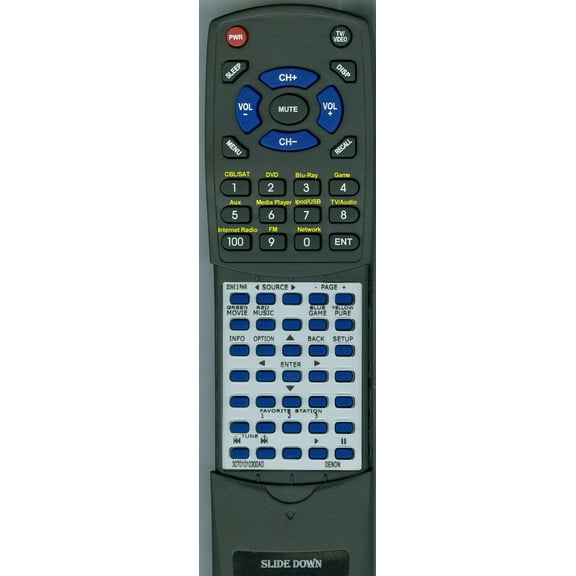 Replacement Remote for DENON 30701010300AD, RT30701010300AD, RC1168, AVR1713