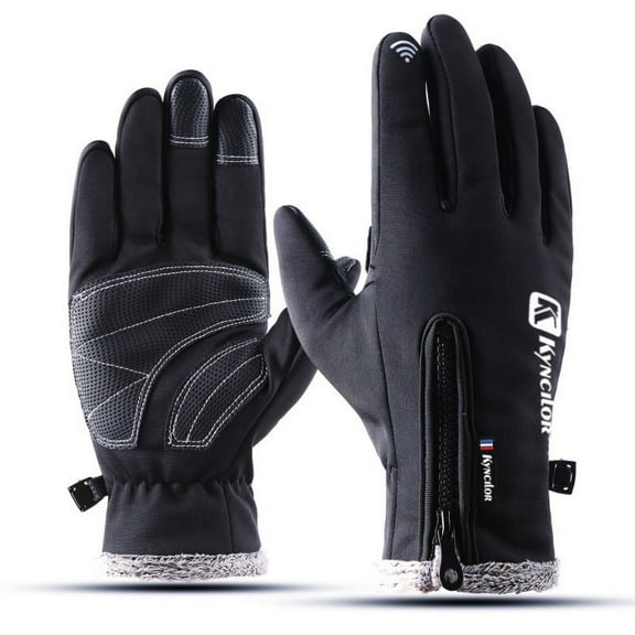 Winter Ski & Snowboard Gloves with Wrist Leashes - Waterproof & Windproof Snow Gloves for Skiing, Snowboarding, Shoveling - Nylon Shell, Thermal Insulation & Synthetic Leather Palm - Fits Men & Women