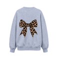 thumbnail image 4 of Fall Hoodless Sweatshirts for Girl Loose Leopard Bow Printed Long Sleeve Crew Neck Solid Color Fashion Casual Pullover Tops Gray 01 1-2 Years, 4 of 7