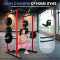 thumbnail image 5 of Red Adjustable Power Cage, 1200 LBS Capacity Multi-Functional Squat Rack with 14 Holes, Anti-Slip Base and Training Attachments for Home Fitness Training, 5 of 7