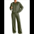 thumbnail image 3 of Conjuntos de Salón para Mujer, Pijamas de 2 Piezas A Juego, Moda de Otoño, Conjuntos de Punto Acanalado, Chándales Casuales de Larga Verde L, 3 of 8