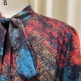 thumbnail image 6 of AURA Plus Size Printed Swing Midi Dress Long Sleeve Polo Collar High Waist Belted Banquet Spring Fall Dress, 6 of 10
