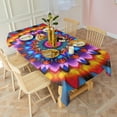 thumbnail image 3 of Colorful Tie Dye Peacock Mandala Pattern Rectangle Tablecloth 60"x102",Waterproof Polyester Rectangle Table Cloth, Wipeable Spillproof Polyester Tablecloth for Dining, Camping, Indoor and Outdoor, 3 of 6