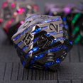 thumbnail image 3 of Juego de dados D&D con rayas metálicas y brillantes, juego de dados poliédricos de 7 piezas con caja de metal de regalo para mazmorras y dragones, dados de metal Dnd para juegos de mesa (níquel negro, 3 of 5