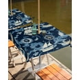 thumbnail image 2 of nqOlkjepod Navy Blue Coastal Outdoor Tablecloth with Umbrella Hole & Zipper, Nautical Boat Summer Beach Ocean Square Table Cover 60x60 Inch, Dining Waterproof Table Cloth Protector for Patio/Party, 2 of 7