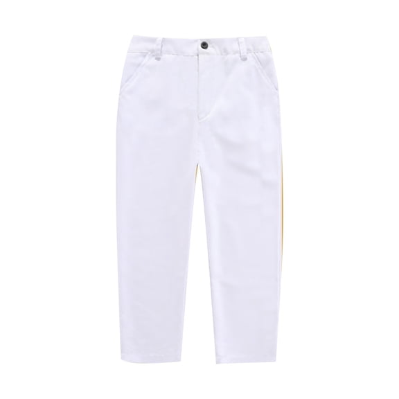WEIGFI Child Boys Girls Flat Front Dressy Pants Adjustable Waist School Wear Formal Casual Pants Trousers For Kids Breathable Solid Color Slacks