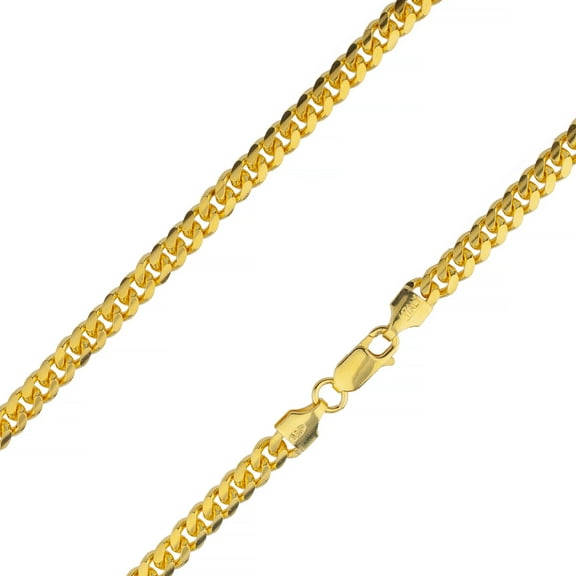 925 Sterling Silver, Miami Cuban Gold Plated Chain 5mm Necklace - Hypoallergenic and Tarnish Resistant - By Oliver & Navy