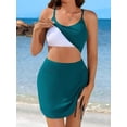 thumbnail image 4 of Sociala Women High Waisted Ribbed Bikini Sets Modest Two Piece Swimsuit Sporty Push Up Bathing Suit with Swim Skirts Swimwear, 4 of 8