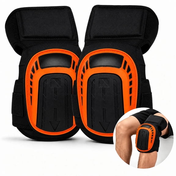 Colvaxa Knee Pads for Men & Women – Heavy Duty Work Knee Pads for Gardening, Construction, Flooring Knee Pads, Cleaning | Adjustable 12.6" Straps, Strong Stretchable Straps, Orange