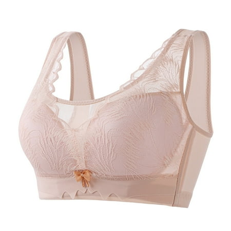 OJSFQUFP Women s Full Coverage Unlined Underwire Plus Size Lingerie Solid Retro Bra Tank Type Gathering Bra Comfortable Bras for Women Wirefree Light Pink 46