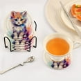 thumbnail image 5 of 6 Pcs Cat Cute Drink Coasters with Holder Absorbent Coaster Sets Cup Heat-Resistant Hot Pads Mats for Bar Table Protection, 5 of 7