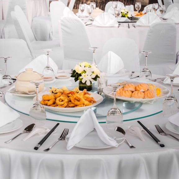 VEVOR 24 in Glass Lazy Susan Turntable, Tempered Glass Dining Table Centerpiece with 6 Rotating Wheels, 360° Smooth and Silent Spin Tabletop Rotating