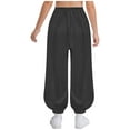 thumbnail image 2 of Hansber Children Kung Fu Training Sports Pants Boys Girls Loose Fit Satiny Harem Trousers Casual Wear Black 16, 2 of 5