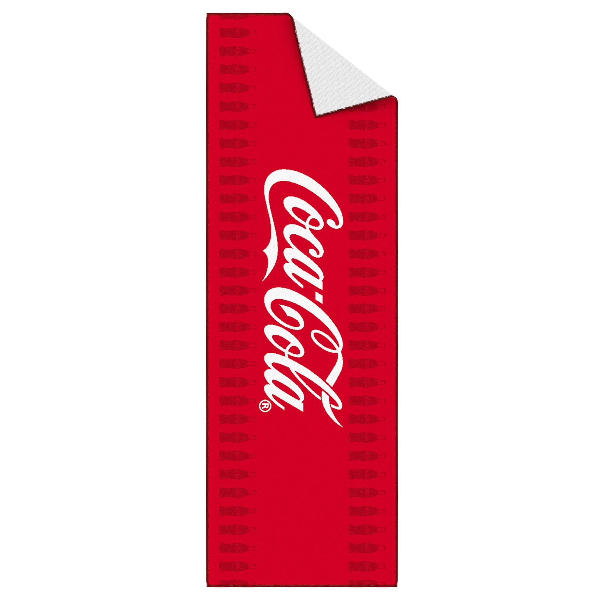 Ottomanson Coca-Cola Border Machine Washable Non-Slip Rubberback 2x5 Runner Rug, 20"x 59", Red