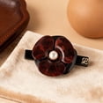 thumbnail image 4 of Green/Red Floral Pearl Hair Clip for Women, Acetate & Alloy Hairpin with Pearl Center, Vintage Hair Accessories for Half-Up Styles, 4 of 7