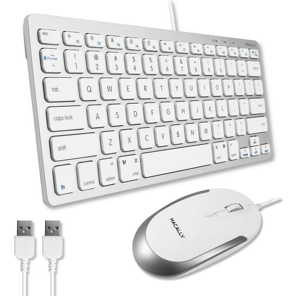 Macally USB Wired Keyboard and Mouse Combo for Mac and PC - Save Space with a Compact Small Apple Keyboard and Mouse for MacBook Pro/Air, iMac Mini/Pro