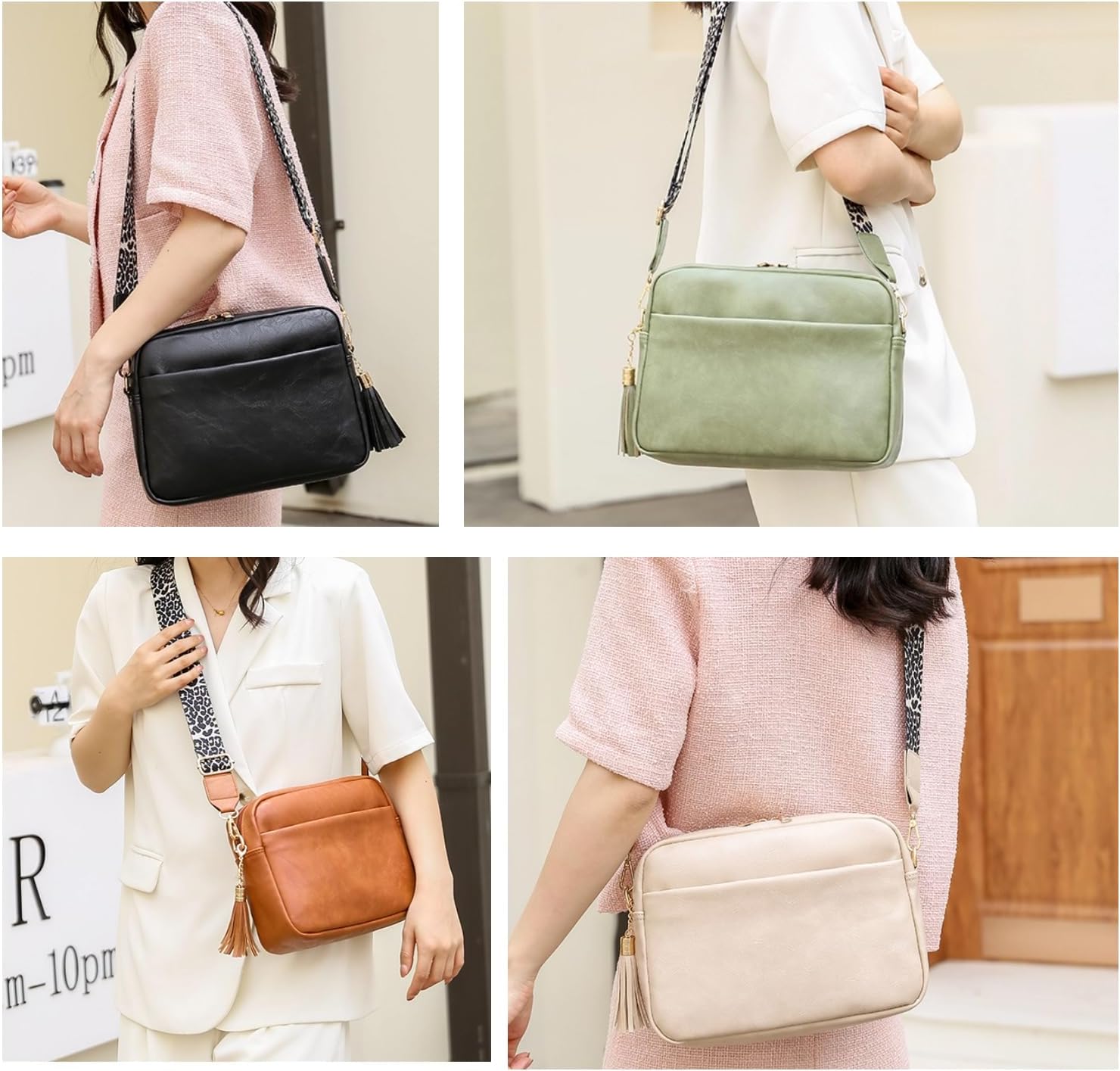 JennyShop Hot Sale PU Leather Shoulder Bag with Leopard Print Wide Adjustable Strap Cross Body Purse Handbags, Crossbody Bags For Women