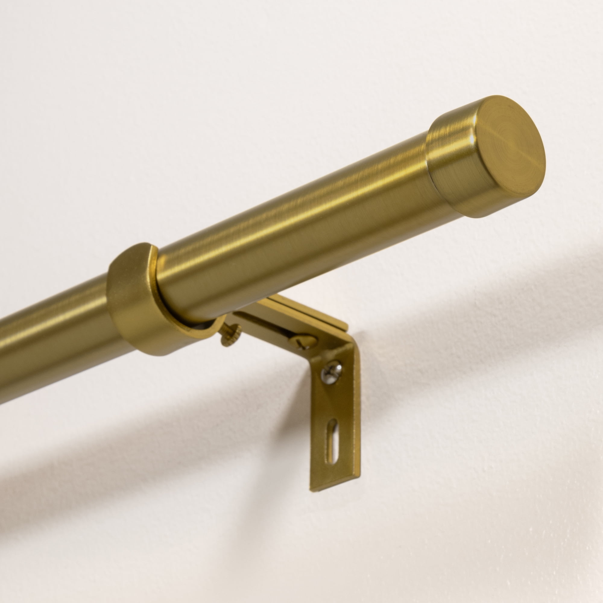 Better Homes & Gardens Plated Brass Cap Adjustable Single Curtain Rod Set, 32-120"