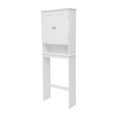 thumbnail image 2 of BizChair Farmhouse Over the Toilet Shelf Cabinet, Magnetic Close Doors, Adjustable In-Cabinet Shelf, Lower Open Shelf, Metal Handles and Hinges, White, 2 of 13