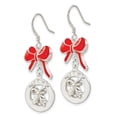thumbnail image 2 of Sterling Silver Red Enameled Merry Bells & Bows Dangle Earrings, 2 of 3