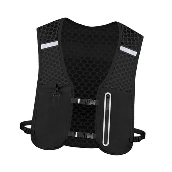 Mochila ligera para correr, con chaleco, bolsa para deportes al aire libre, bolsillo para teléfono, mochila de agua de 2 l negro
