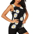 thumbnail image 2 of Xecao Daisies Flowers print women's scoop neck, loose-fit workout tank tops for the gym., 2 of 9