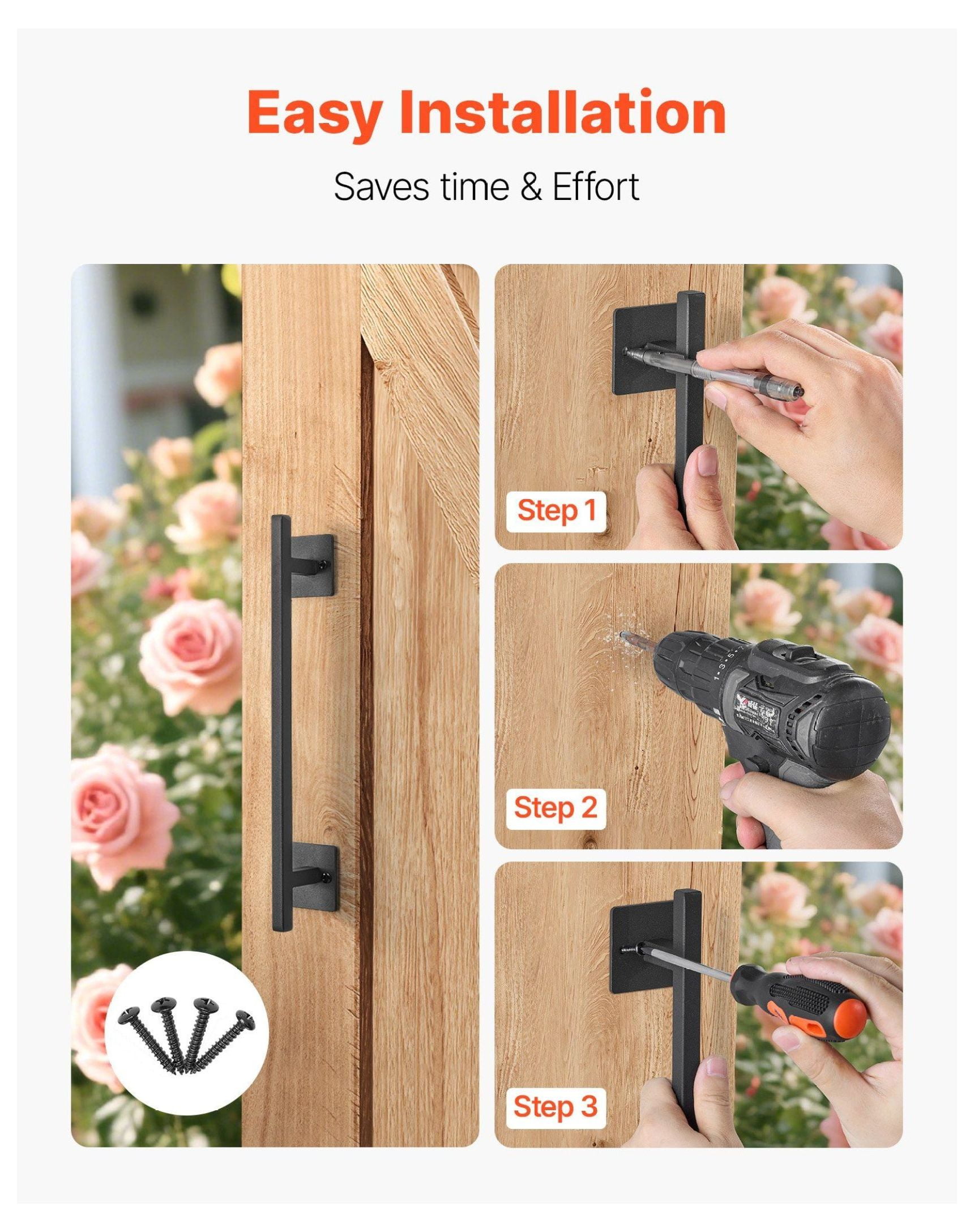 Barn Door Handle 12.6 inch, Rustic Gate Pull, Heavy Duty Carbon Steel Fence Handle, Indoor Outdoor Door Hardware, Garden Shed Gate Latch Replacement