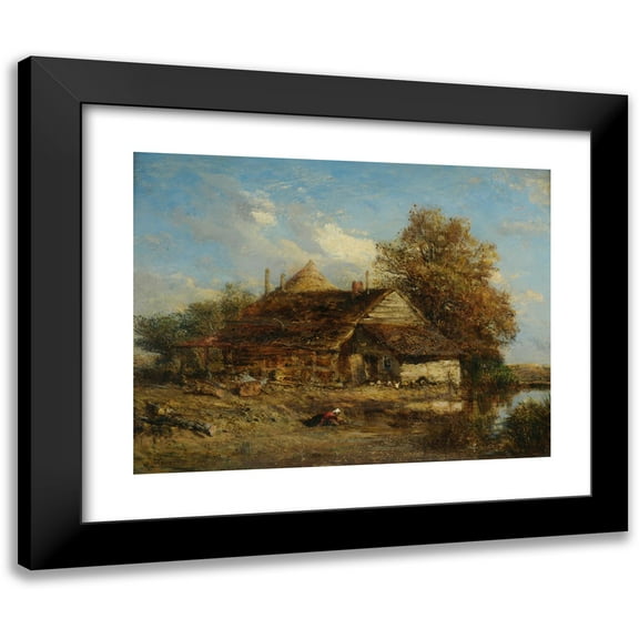 Félix Ziem 14x12 Black Modern Framed Museum Art Print Titled - The Cottage