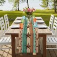 thumbnail image 4 of Table Runners 72 Inches Long Dress Scarves, Western Texas Star Retro Farmhouse Kitchen Table Runner, Coffee Tablerunners, Vintage Farmhouse Brown Teal Wooden 18x72 Inch, 4 of 9