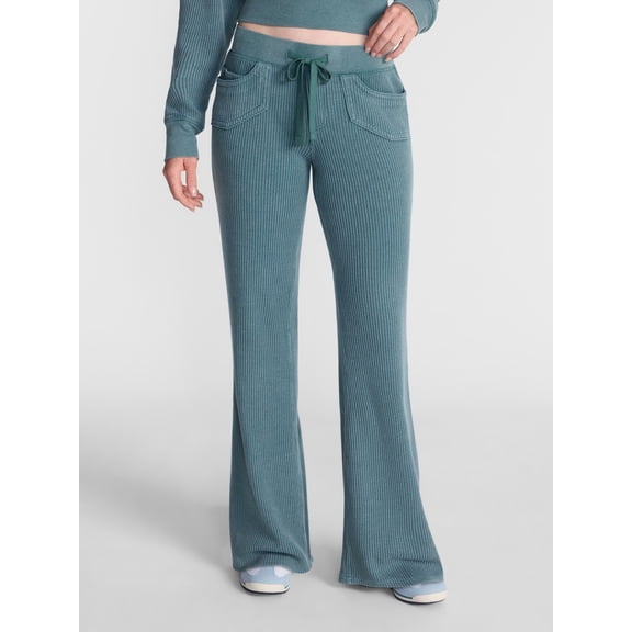 No Boundaries Waffle Knit Flare Pants, 31.5'' Inseam, Women's XXS-XXL