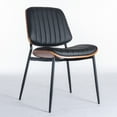 thumbnail image 2 of Noble House Mid-Century Upholstered PU Dining Chairs, Walnut Bentwood Back, Metal Tapered Legs, Black, Set of 2, 2 of 10