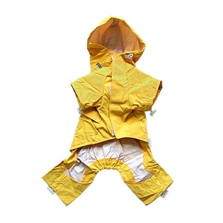 Yellow Cute Puppy Dog Cat Reflective Raincoat Waterproof Coat Apparel Size (Best Fabric For Raincoat)