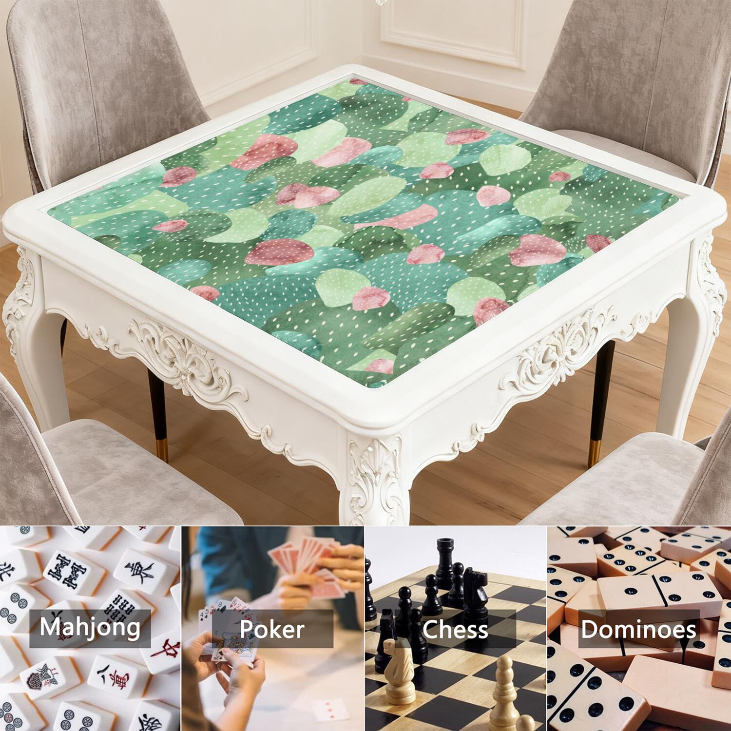 31.5 Inch Botanical Style Game Table Pad Crafted from Premium Rubber Material with Anti-Slip Grip Surface and Noise Dampening Features for Multi-Game Activities