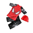 thumbnail image 1 of 3Pcs/Set Kids Boys Swimwear Top+Pants+Swimming Cap Swimsuit with Cartoon Pattern, 1 of 8
