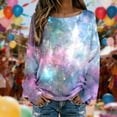 thumbnail image 2 of Arlun Nebula Galaxy Print Ribbing Tops for Women Crew Neck Oversized Long Sleeve Pullover Shirt Soft Comfortable Casual Trendy Blouses 2026 Carnival Party Fashion Outfits 17-Mint Green XL, 2 of 5