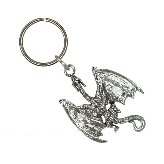 Dragon Climbing Keychain, Realistic, G110KC, 2 inch, Fantasy, Collectible, Metal, Pewter, Key Fob, Key Ring, Keys, Zipper Pull, Luggage Tag, Backpack, Over 300 Keychain Designs, Handmade in the USA