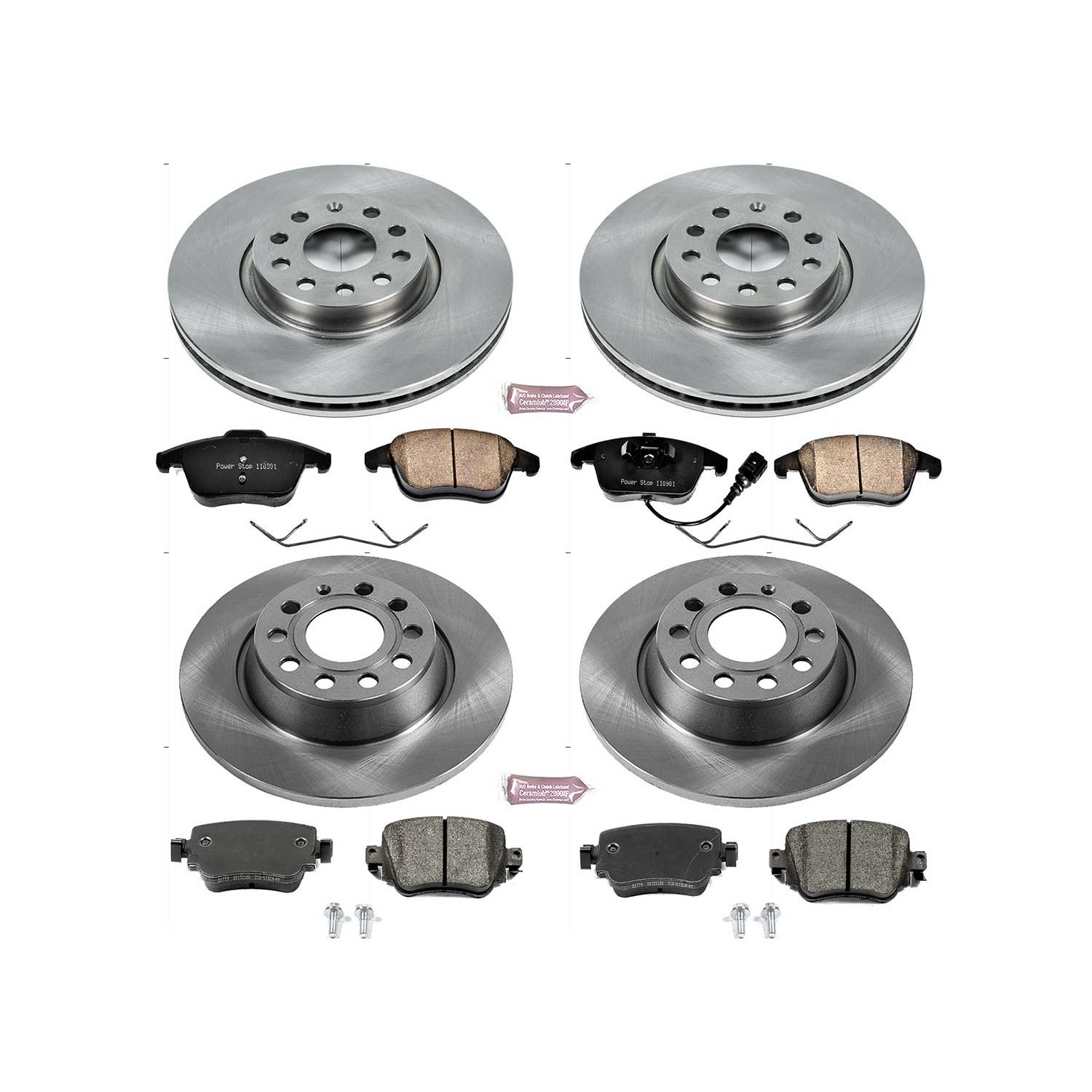 PowerStop Front and Rear Stock Replacement Brake Pad and Rotor Kit Fits: AUDI Select Models KOE7537