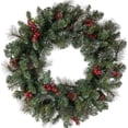 thumbnail image 2 of Festive Christmas Wreath with Pine Cones and Red Berries 24 Inch Artificial Holiday Decoration for Home & Office, 2 of 5
