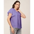 thumbnail image 6 of Moomaya Womens Solid Tunic Top Round Neck Flutter Sleeves Casual Summer Top, 6 of 9
