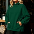 thumbnail image 2 of Women Oversized Turtleneck Sweatshirt Sevevn Solid Color Long Sleeve Pocket Pullover Fall Casual Daily Top, 2 of 5