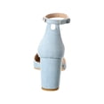thumbnail image 3 of Stuart Weitzman Pearl Strap Block 75 Denim Pump, 9.5, Blue, 3 of 5