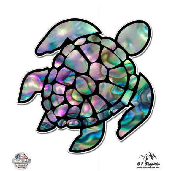 Sea Turtle Natural Shell Pearl Texture Green Purple - 3" Vinyl Sticker - For Car Laptop I-Pad Phone Helmet Hard Hat - Waterproof Decal