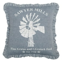 VHC Brands Sawyer Mill 18x18" Square Accent Throw Pillow, Windmill, Blue