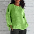 thumbnail image 2 of Yigetop Linen Shirts for Women Linen Shirts for Women 2025 Trendy Long Sleeve Summer Tops Casual Loose Tshirts Basic Tees Women's Linen Shirt Green3 5XL, 2 of 5