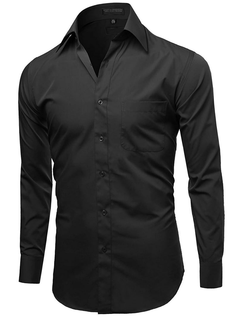 omega italy dress shirts Omega Italy Men's Premium Slim Fit Button Up Long Sleeve Solid Color Dress Shirt - Aqua